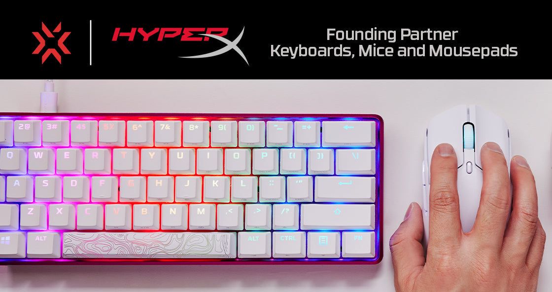 Banner HyperX và VALORANT Champions Tour: đối tác sáng lập về bàn phím, chuột và bàn di chuột
